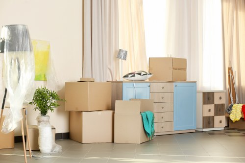 Organized moving boxes ready for home or business use