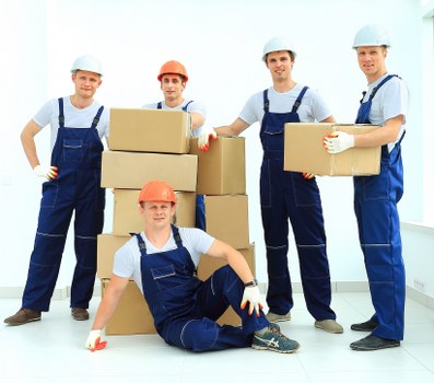 Office relocation equipment and boxes prepared by Richmond movers