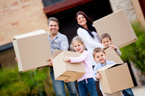 Packed boxes and furniture prepared for same day removal service
